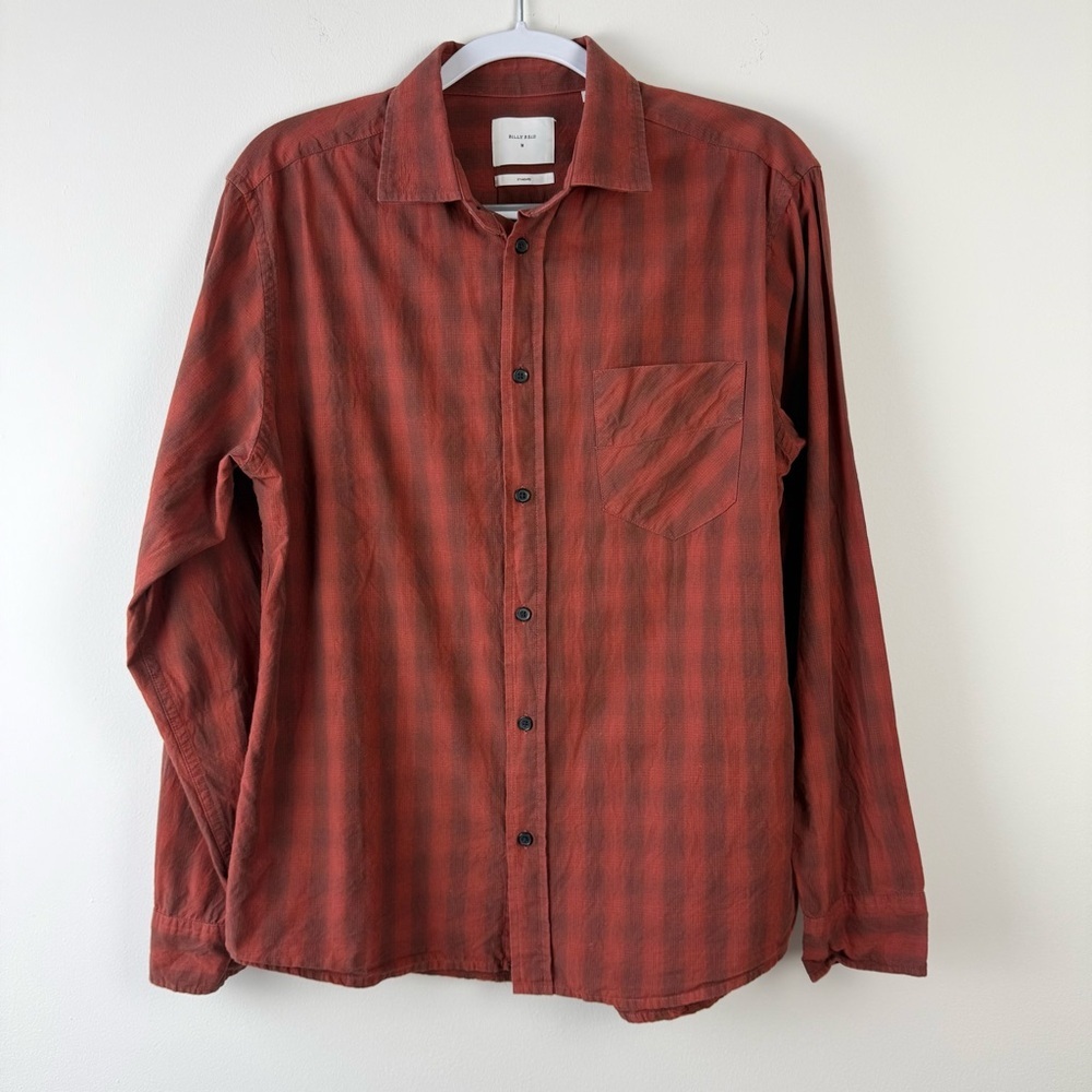 Billy Reid Men’s Standard Cut Plaid Button Down Shirt